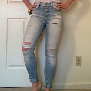 KanCan High Waist Destroyed Skinny Jeans